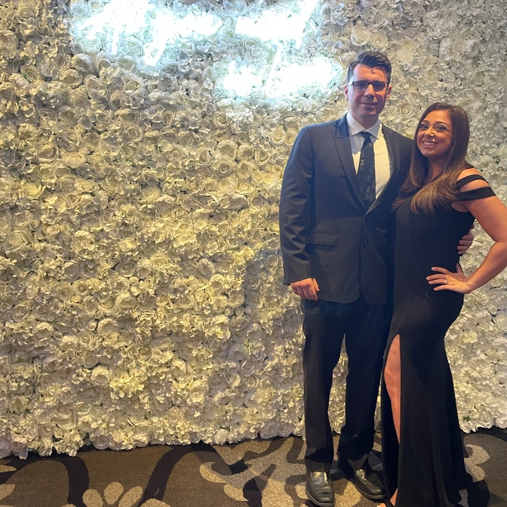 Floor length dress worn twice